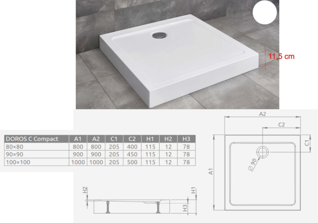 Nowoczesny brodzik z obudową w minimalistycznej łazience